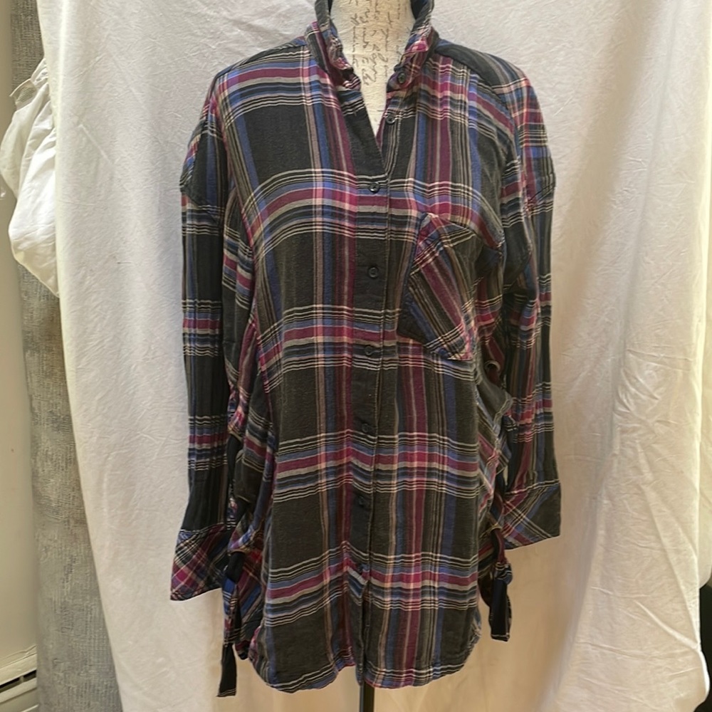 Free People plaid button down